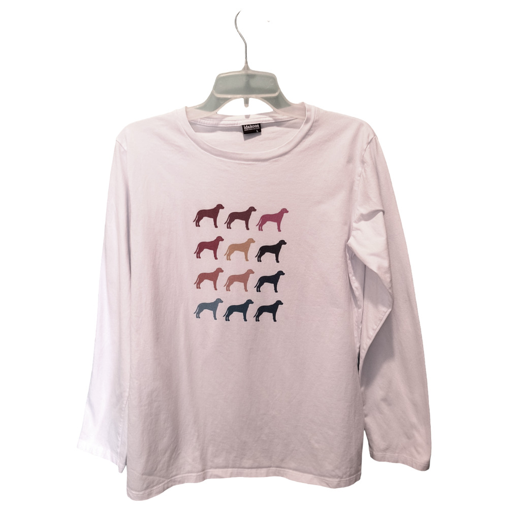 Idakoos  Colorful Labrador Retriever Long Sleeve T-shirt size L